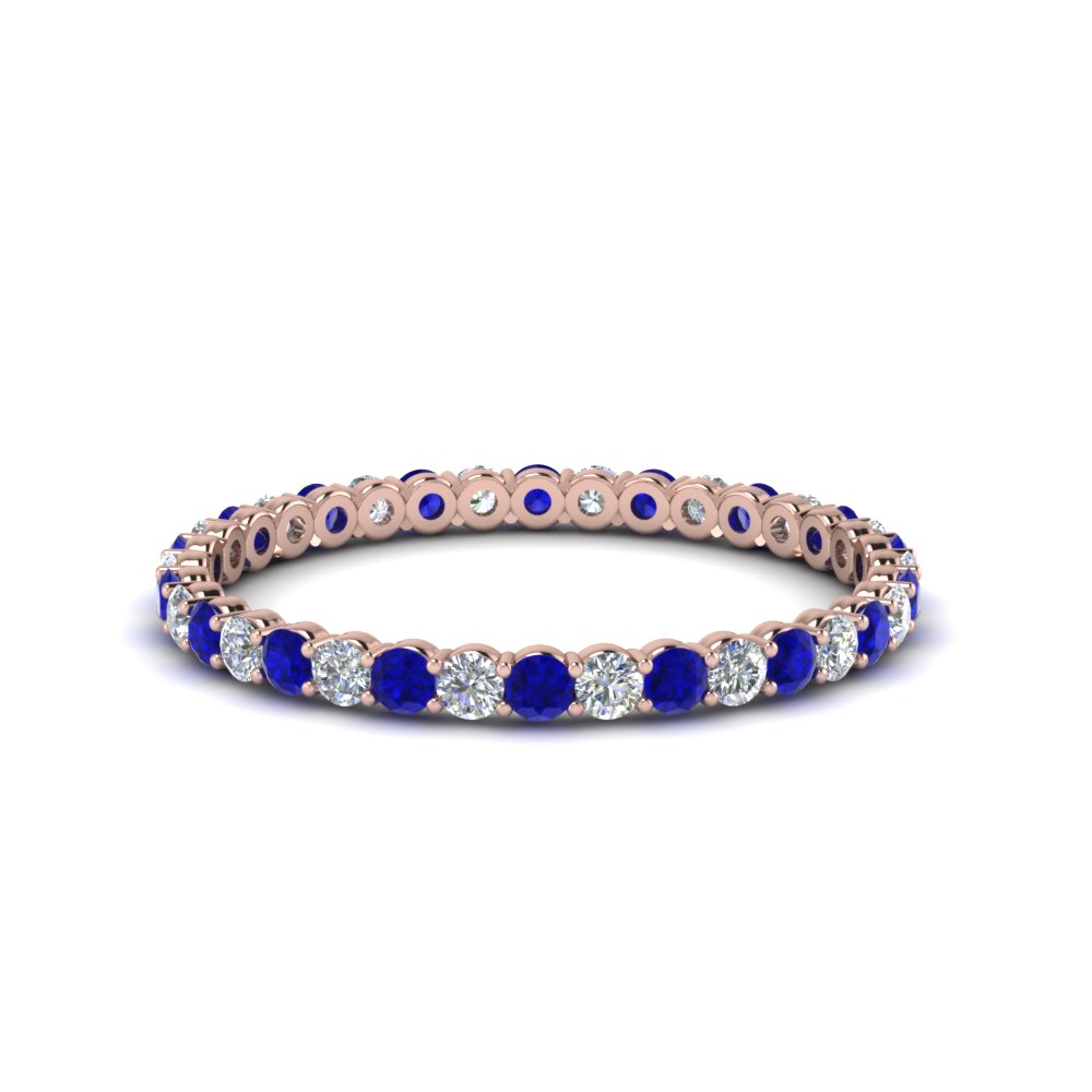 0.50 ct. round diamond shared prong eternity ring with sapphire in 14K rose gold FDEWB8387 0.50CTBGSABL NL RG